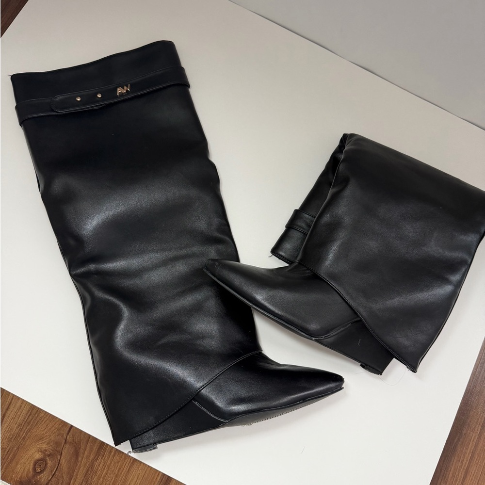 Azalea Wang Black Leather Women's Boots
